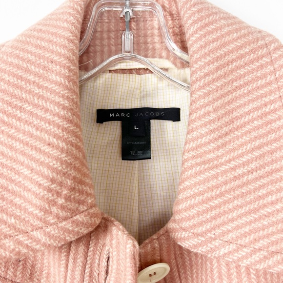 Marc Jacobs Pink Cream Pinstripe Wool Coat L - Picture 2 of 7